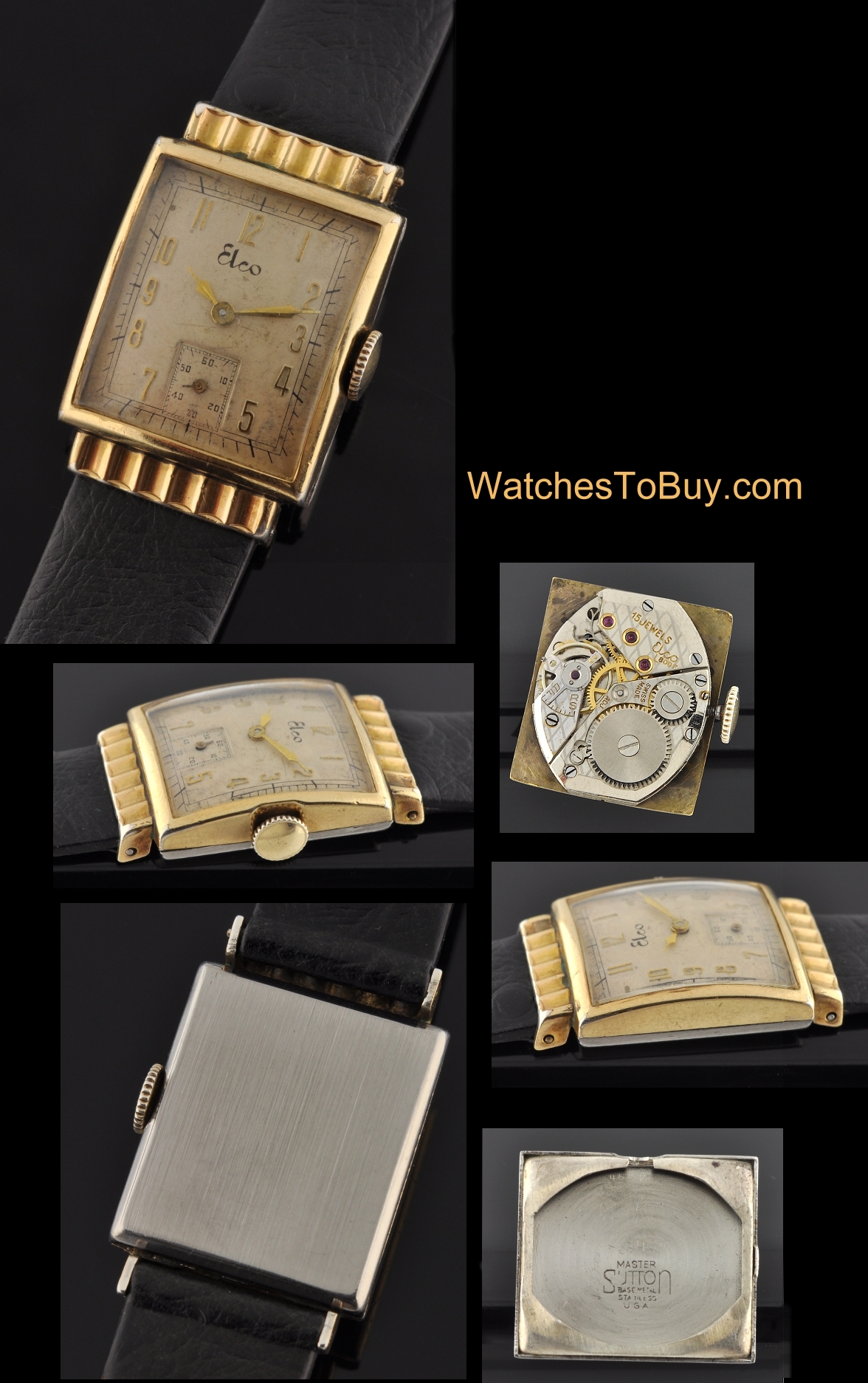 Elco Thin and square vintage watch @ WatchesToBuy.com